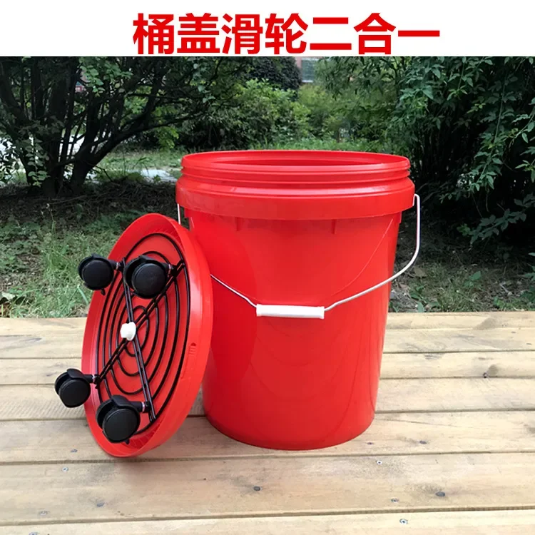 Round bucket with pulleys, outdoor hotel kitchen, sanitation, trash can, cleaning, laundry, foot soaking, large bucket