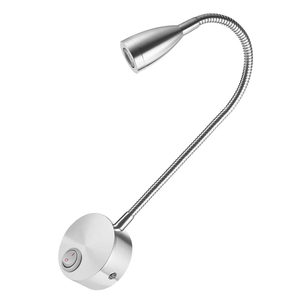 

Rotation Led Wall Lamp 360 Degree Adjustable Gooseneck Warm White Light For Bedroom Silver Long Arm Wall Sconce