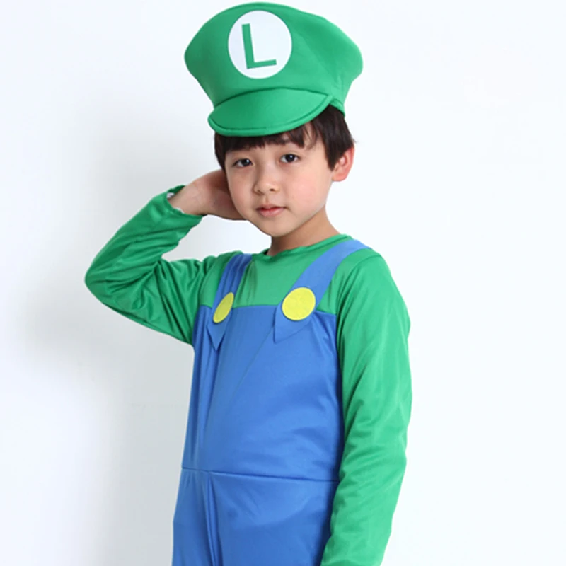 Cosplay Adults and Kids Super Mari0 Bros Cosplay Dance Costume Set Children Halloween Party MARI0 & LUGI Costumes for Kids Gifts