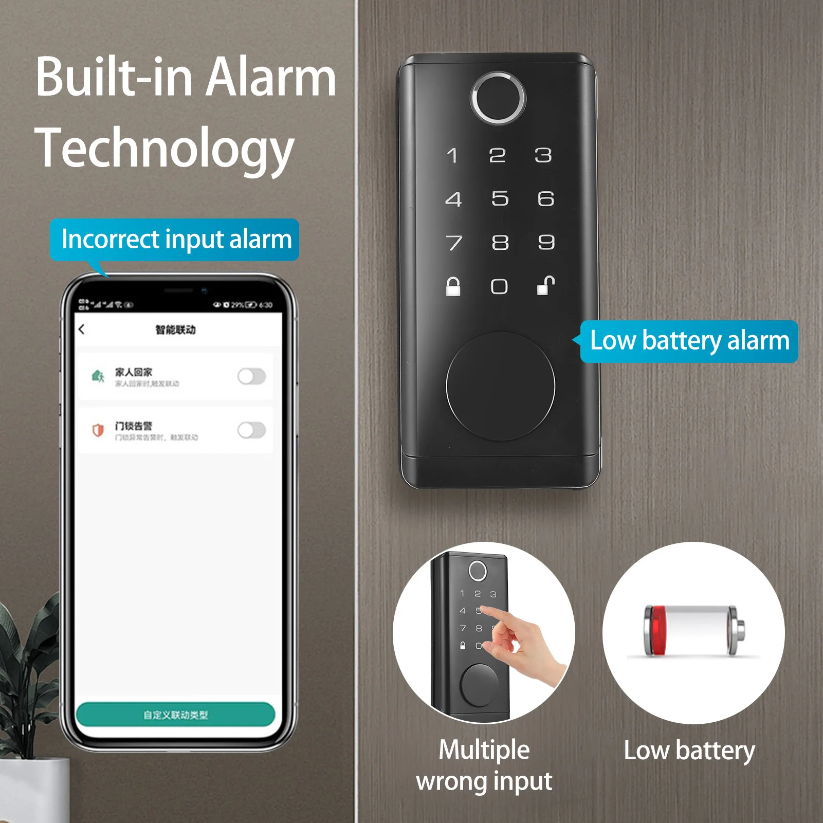 BT Smart Fingerprint Door Lock Electronic Keyless Entry Door Lock Deadbolt with Handle Set with Code Keys APP Control