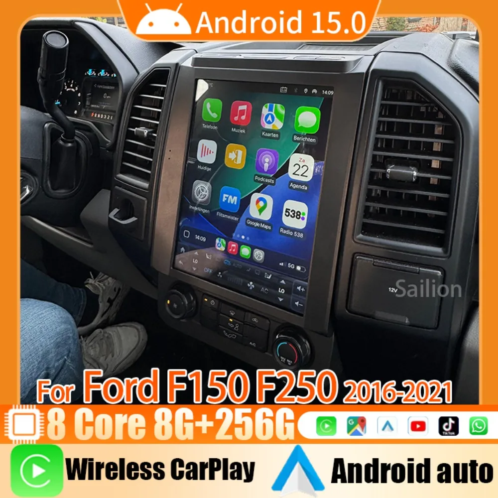 NEW Wallpaper Android15 Car Radio For Ford F150 F250 2016 2017 2018 2019 2020 2021 12.1
