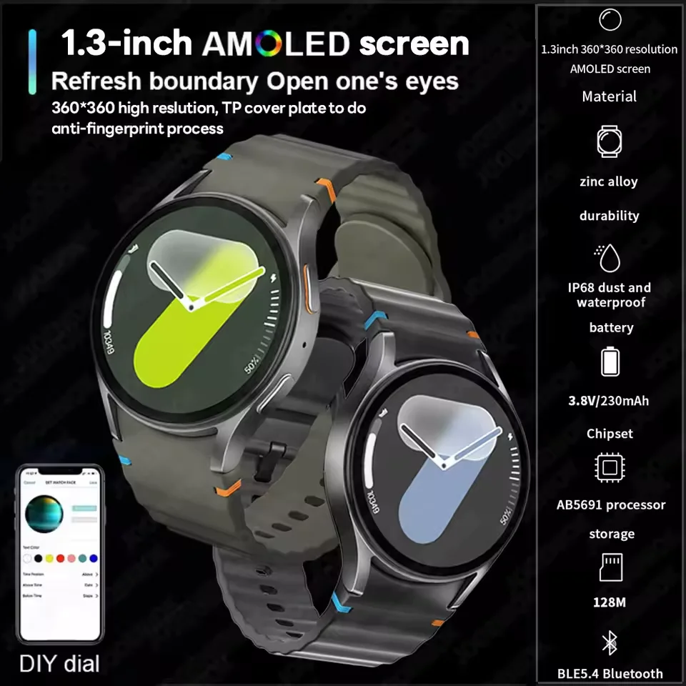 2025New montre originale Smartwatch 1.3 pouces AMOLED Chat GPT GPS NFC boussole IP68 étanche horloge Bluetooth appel montre intelligente hommes