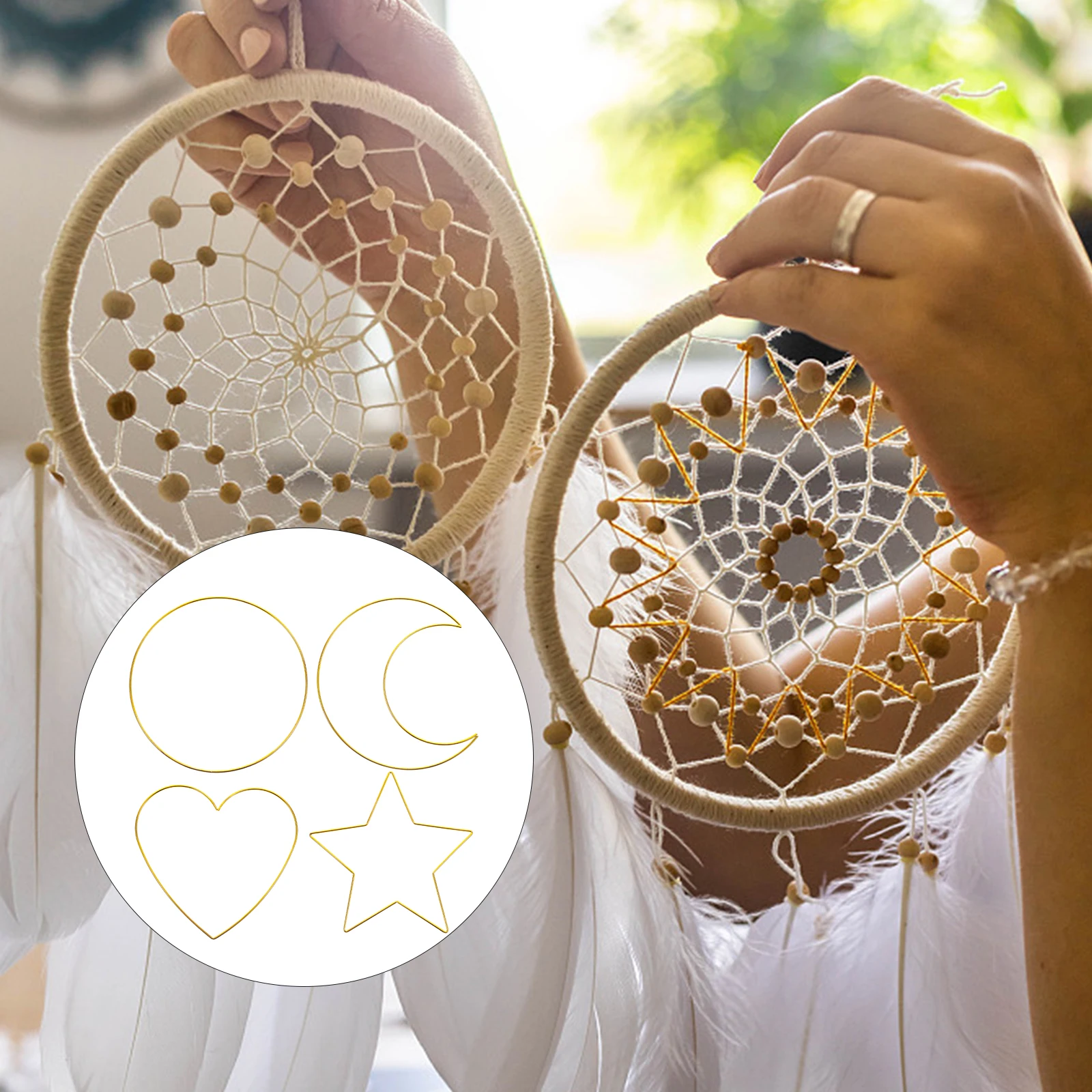 

4Pcs Dream Catcher Metal Hoops Star Shape Durable Iron DIY Dreamcatcher Hoop Macrame Wreath Craft Ring DIY Dreamcatcher Frame