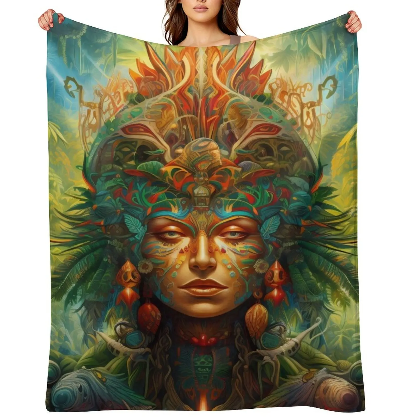 

Sacred Ayahuasca Vision Throw Blanket Sofa Luxury Thicken Plaid on the sofa Blankets Sofas Of Decoration Blankets