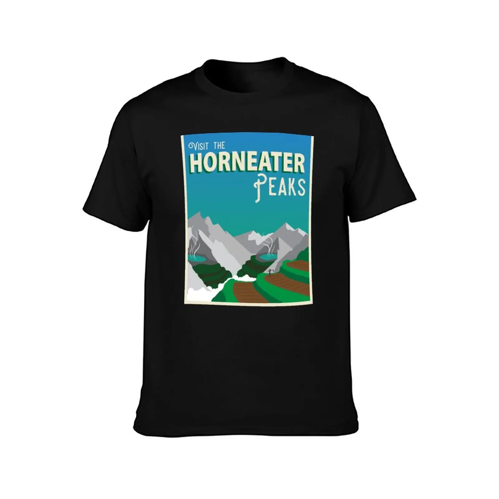 Horneater Peaks Vintage Travel T-Shirt Summer Casual Cotton Tee Oversized Streetwear Tops Vintage Graphic Print 100% Cotton