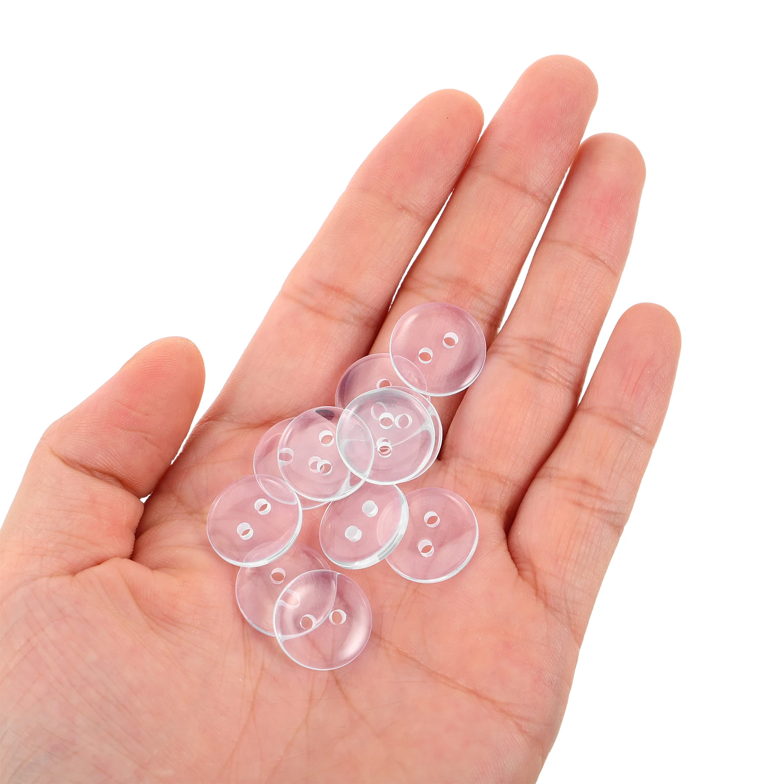 

100 Pcs Children's Clothing Buttons Clear 2 Holes Buckle for Sewing Coats Resin