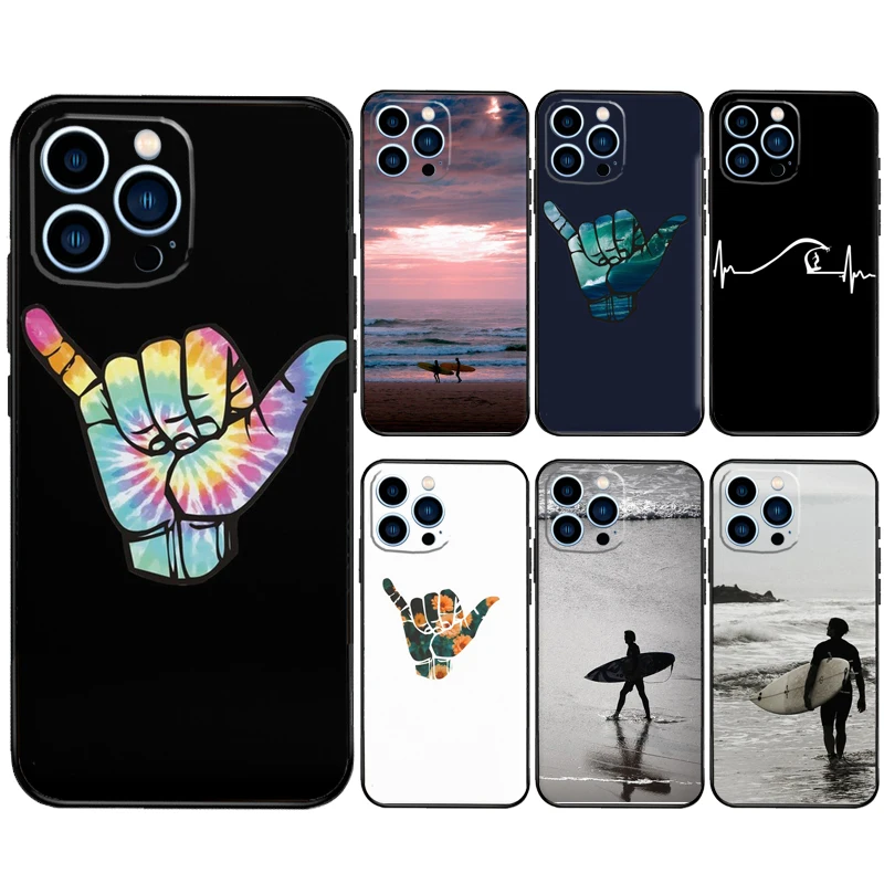 Surfer Surf Hang Loose Shaka Case For iPhone 16 15 14 11 Pro Max 13 12 Mini X XR XS Max 7 8 14 16 15 Plus Cover