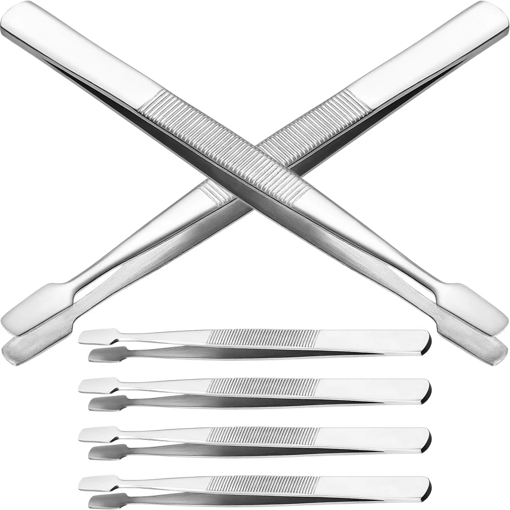 6Pcs Stainless Steel False Eyelash Tweezers Ergonomic Non-Slip Anti-Static Precision Stamp Tool for Jewelry Electronics Crafts