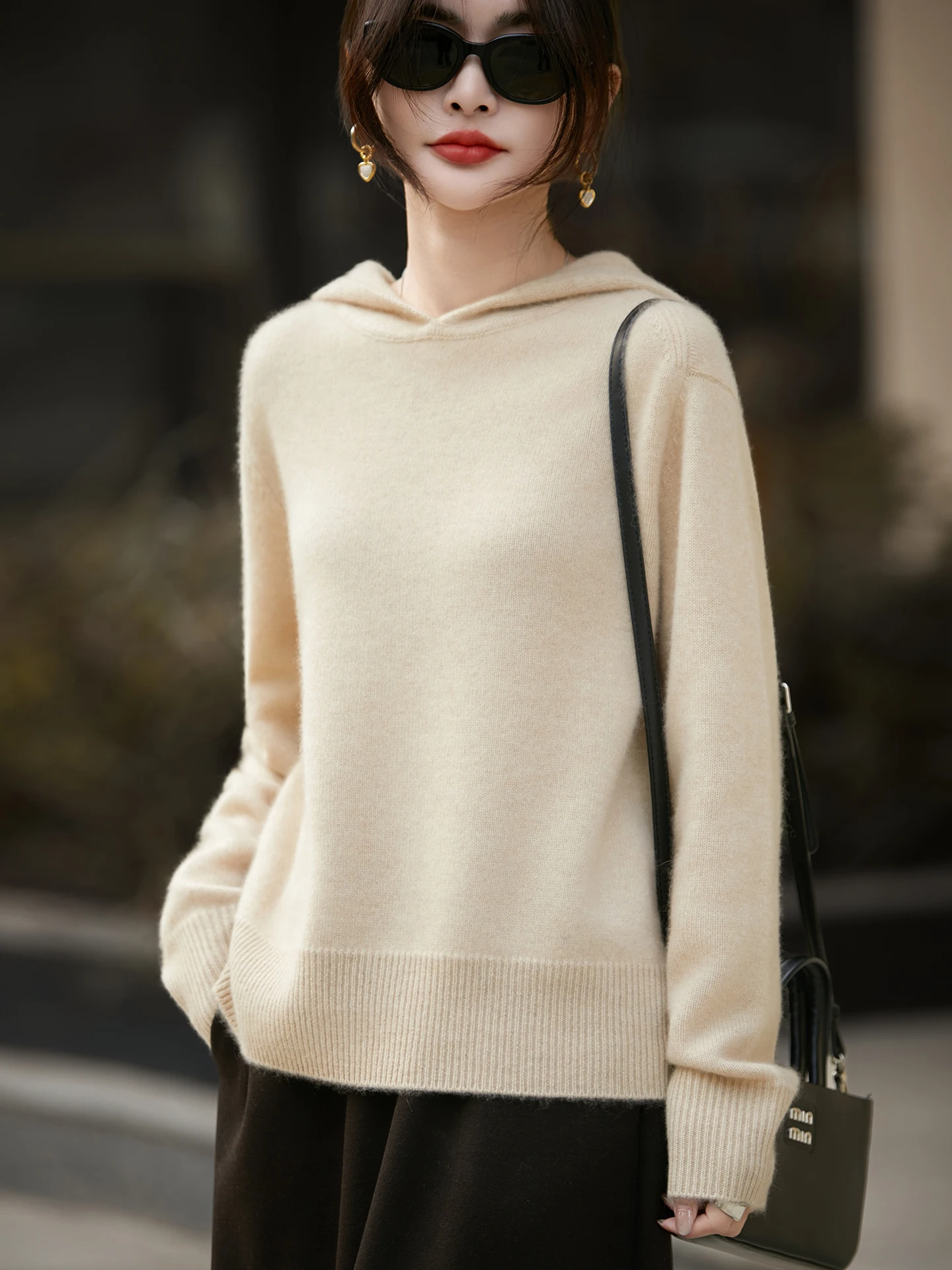 

New 100% Merino Wool Sweater Women's Hoodies Thick Autumn Winter Knitwear Loose Pullover Lady Cashmere Long Sleeve Clothing Tops