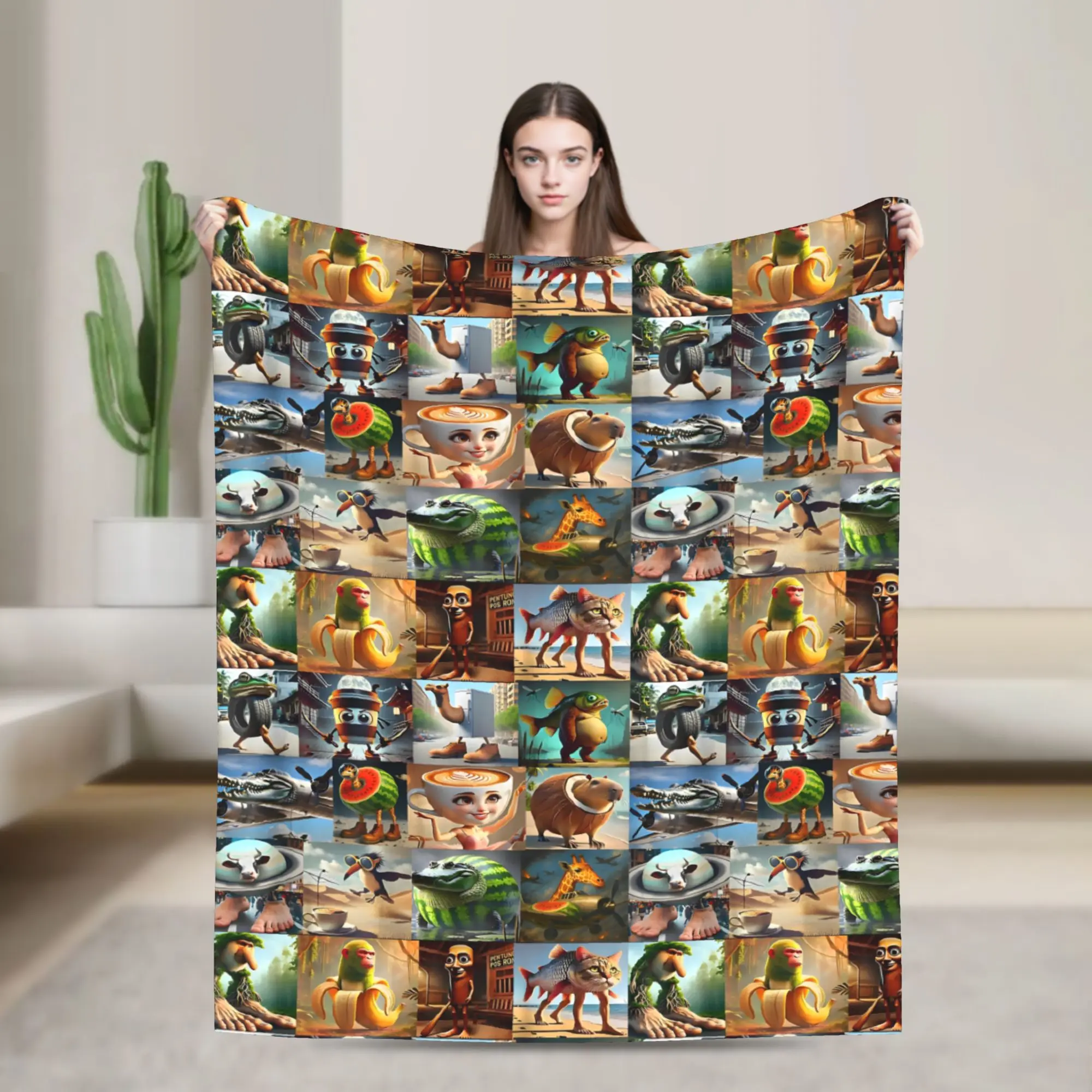 

Фланелевые одеяла с итальянскими иероглифами Brainrot Meme, креативные пледы с забавными мемами для кровати, дивана, дивана, одеяло 200x150 см