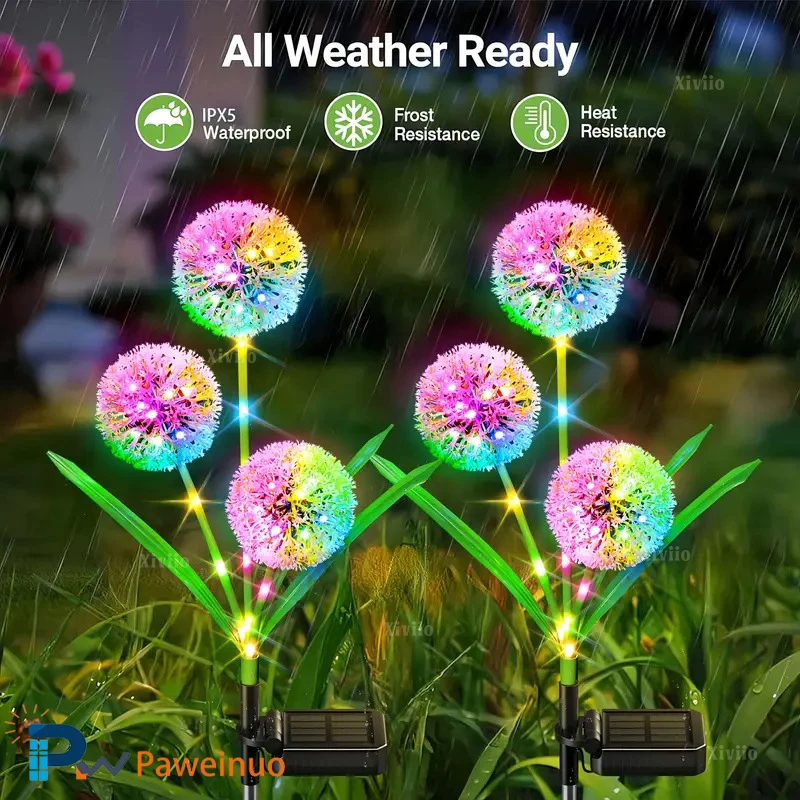 

Solar Outdoor Dandelion Lights Led Color Scallion Ball Lights Waterproof For Courtyard Balcony Lawn Festive Garden Decoration