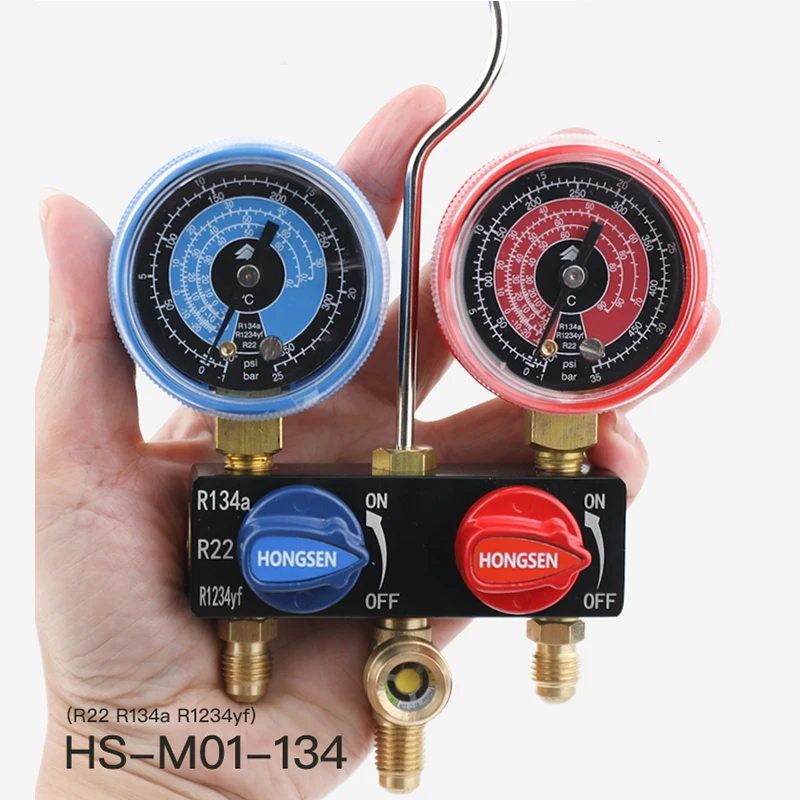 Hongsen HS-M01 M01-134-A  air conditioner Refrigerant Manifold Gauge set  Refrigerant fluoride Gauge for R134A R22