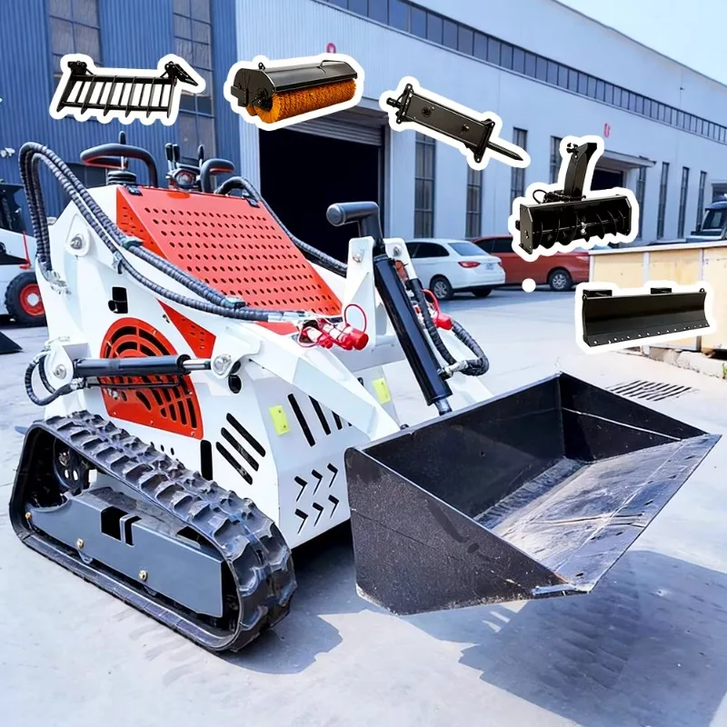 Customized New Design Small Rubber Track Tractor Loader Skid Steer Mini Front Loader With Euro5 Engine 300kg Capacity Pump