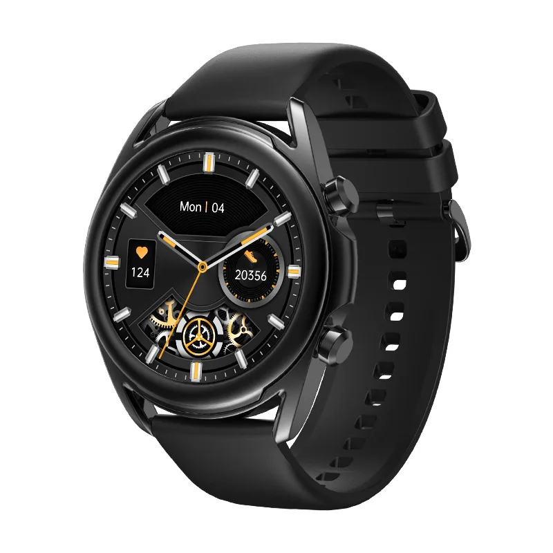 

AI Voice 1.32 Inch Full Touch TFT Screen IP68 HR Warning Bluetooth Calling Men Sport Round Black Smart Watch