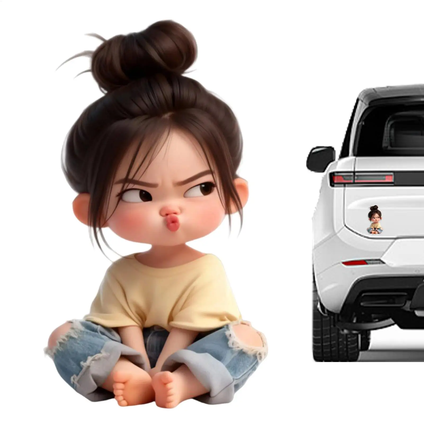 

Наклейка на автомобиль с изображением милой девушки, водонепроницаемая виниловая наклейка, декоративная наклейка с плоским 2D-рисунком для автомобильного окна, ноутбука, бампера