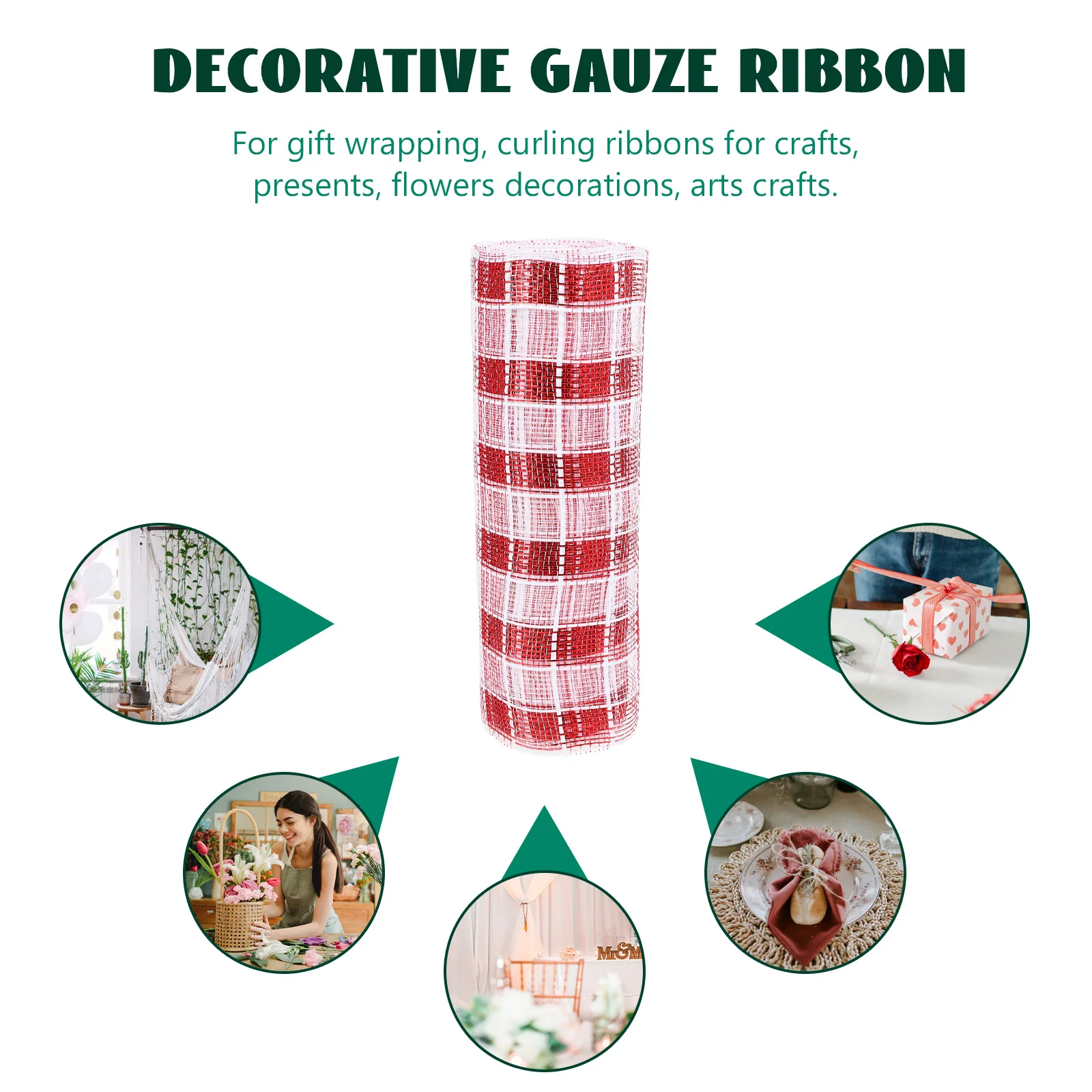 

1 Roll Decorative Mesh Ribbons Versatile Colored Ribbon for Arts Crafts Present Wrapping Flower Arrangements Portable Xmas