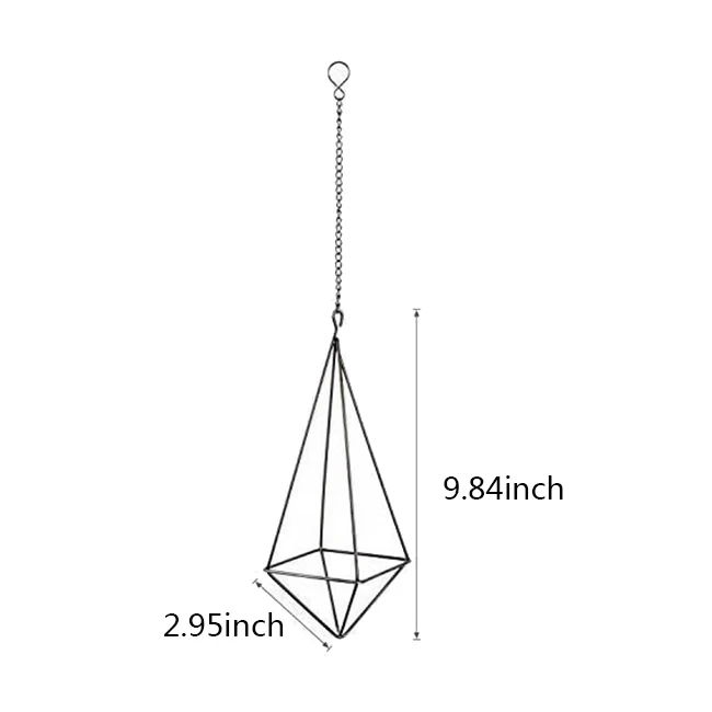 3 Pack Hanging Air Plant Holder Geometric Planter Air Plant Rack Tillandsia Hanger with Chain for Home Decor