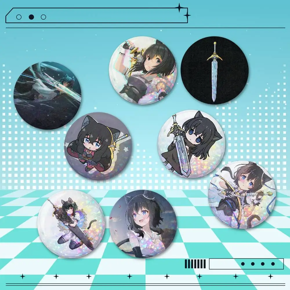 Reincarnated as a Sword 2PCS badge Holographic Round Brooch Pins 25/32/44/58/75mm Cosplay Convention Costume Accessory