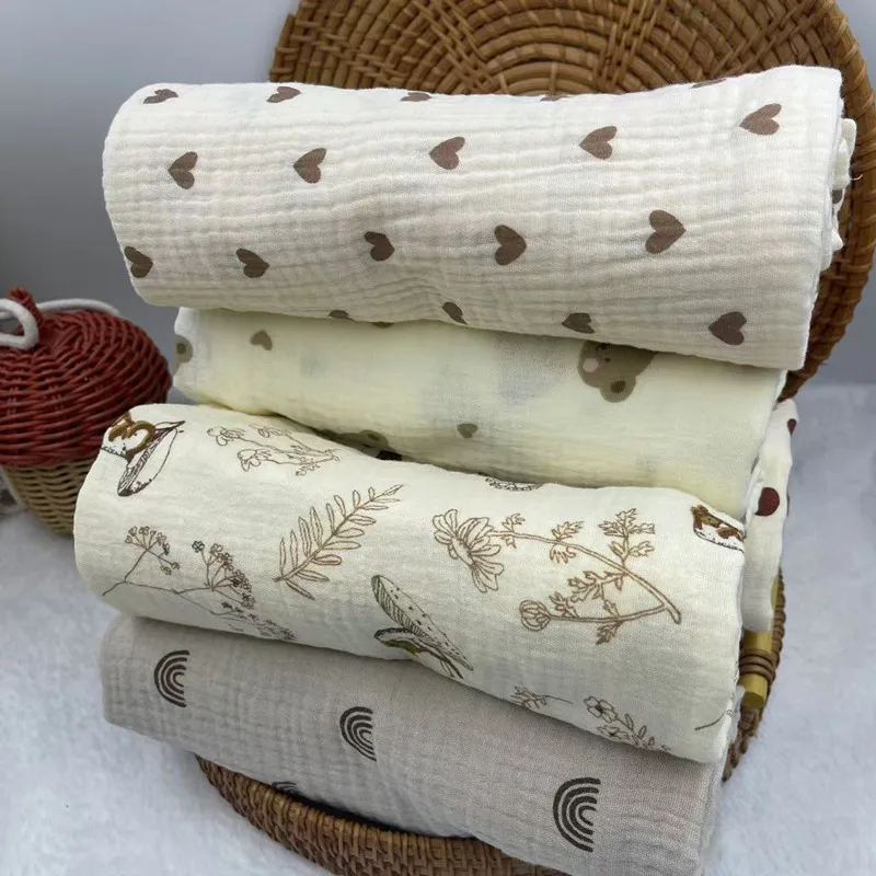 Baby Blanket Newborn Swaddle Wrap Muslin Cotton Diaper Swaddle New Born Towel Crinkle Fabric Stroller Cover 85x65cm