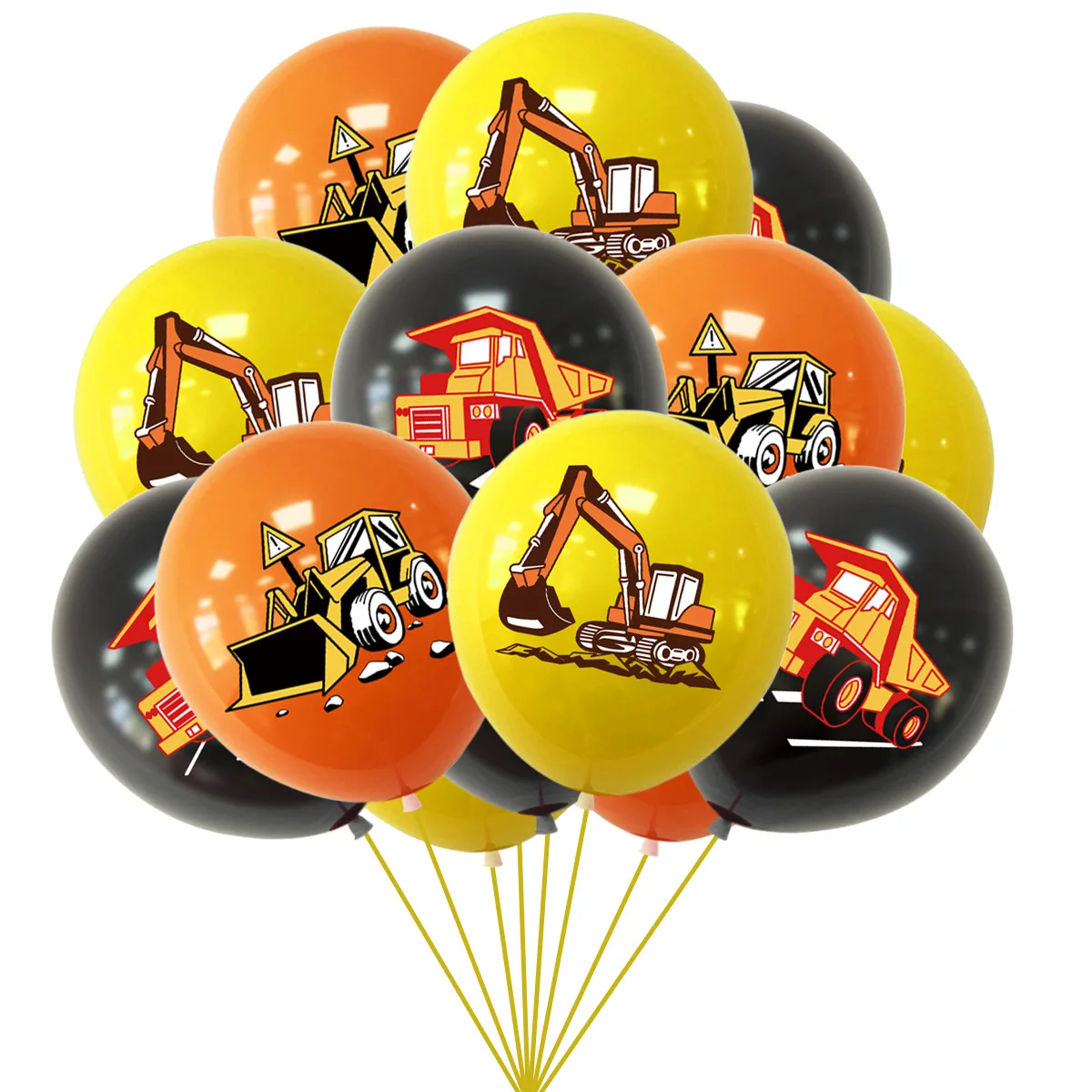 10Pcs Construction Tractor Theme Excavator Balloons Racing Cars Balloon Firefighter Cars Balloons Set Boys Birthday Globlos