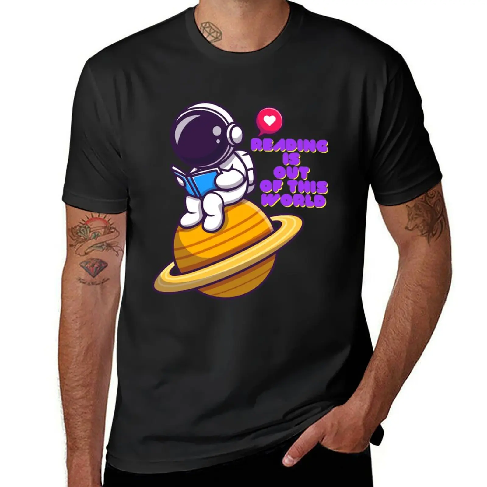 Reading is out of this world desin T-Shirt plain plus sizes sweat heavy weight t shirts for men