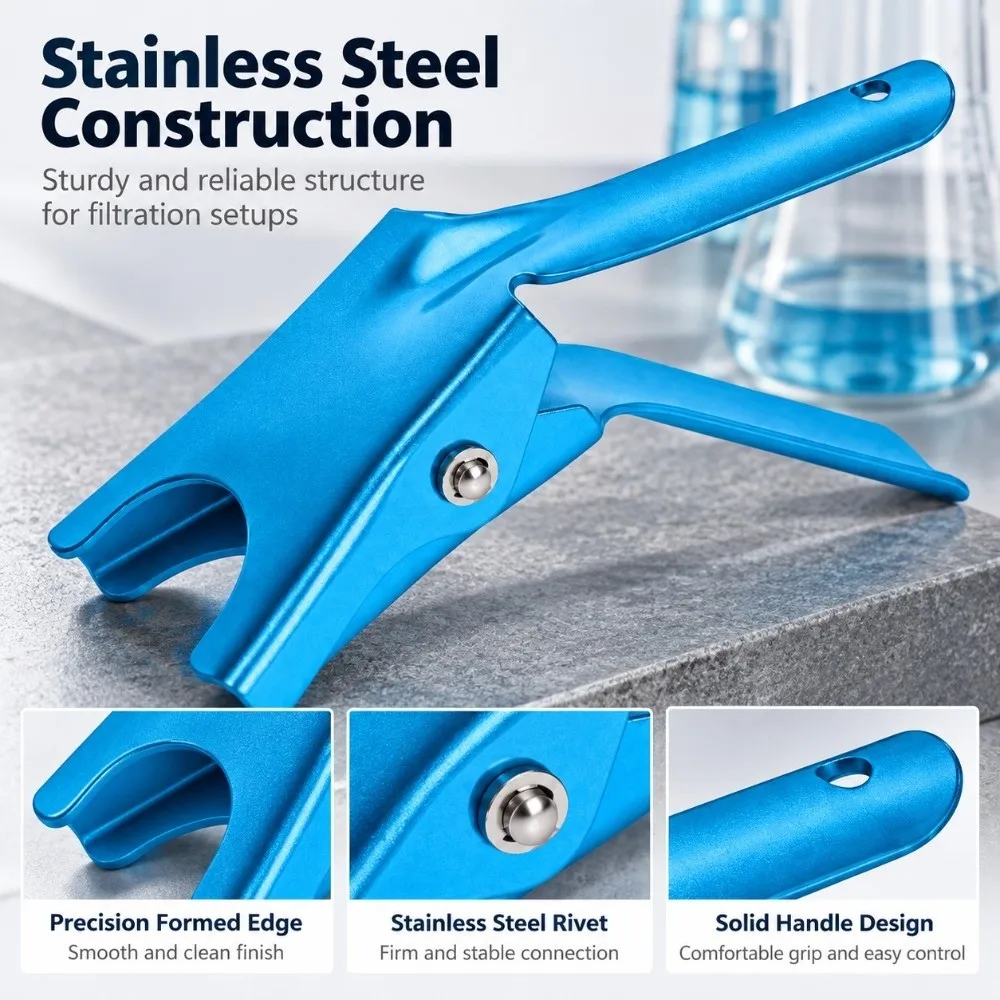 Replacement Stainless Steel Filter Clamp Blue Secure Grip Solvent Filter Clamp Vacuum Filtration Clamp Microbiology Testing
