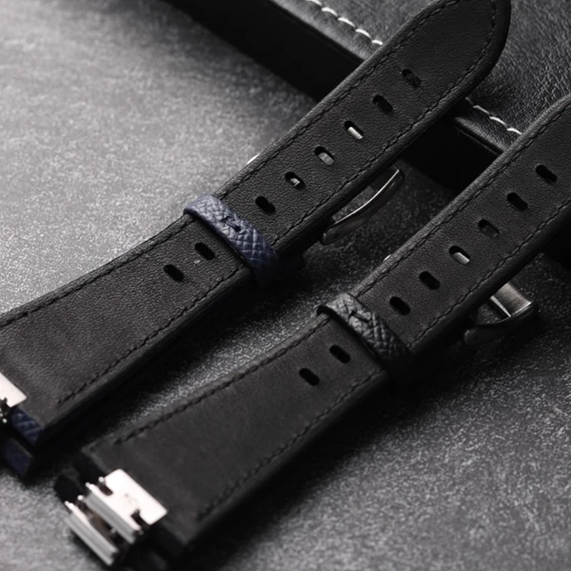 حزام ساعة من جلد البقر منقوش على الموضة ليتشي لسلسلة تيسو 1853 PRX T137.410A T137.407A حزام ساعة من الجلد 12 مللي متر فم محدب