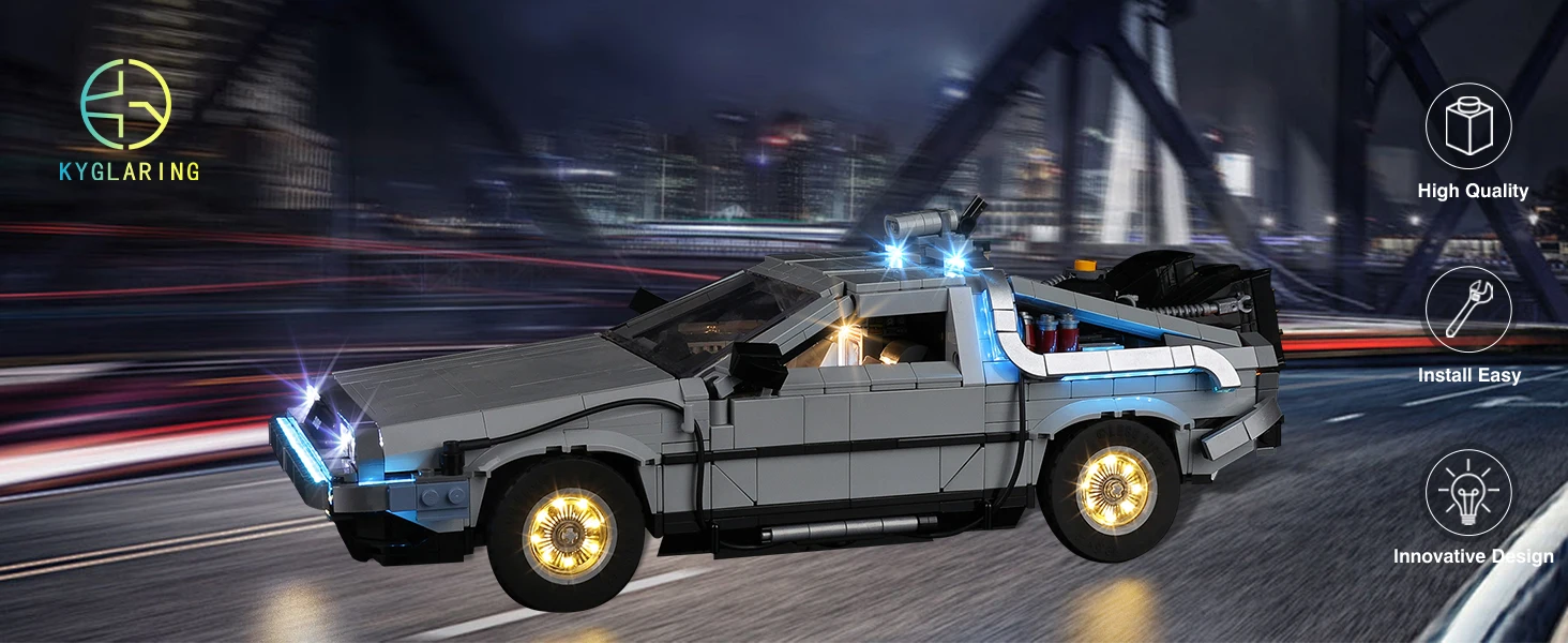 Kyglaring LED-Licht-Set geeignet für Lego Back to the Future Zeitmaschine 10300 Baustein-Dekorationslampe, Modell nicht enthalten. – Detail 1