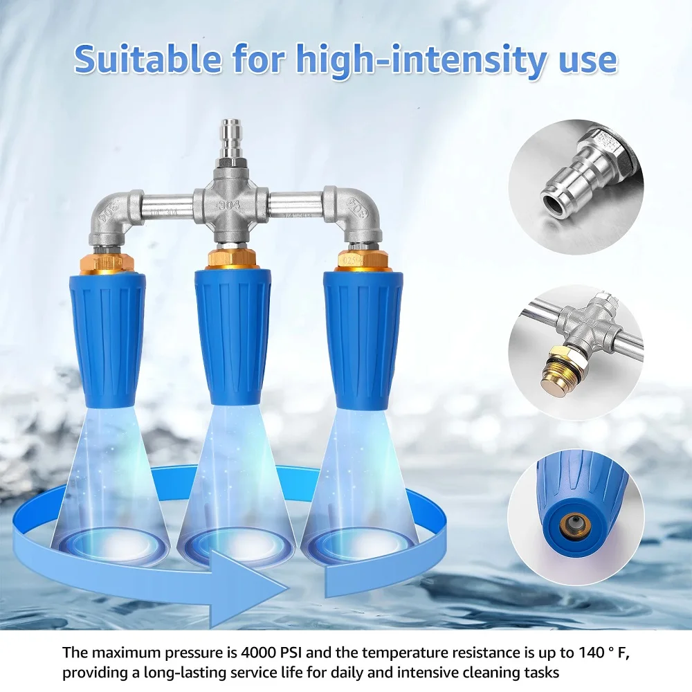 High Pressure Washer Turbo 360° Rotating Nozzle 4000 PSI 1/4