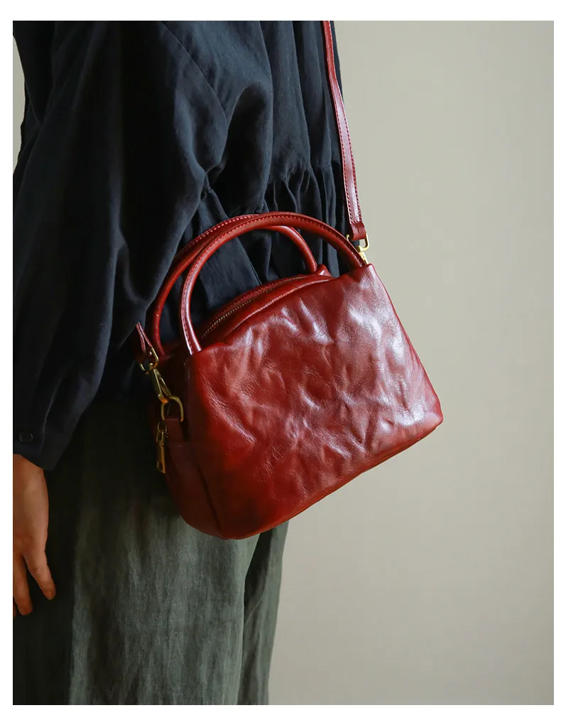 PNDME Vintage handgefertigte Damen-Handtasche aus erstklassigem Rindsleder, modische Designer-Luxus-Umhängetasche aus echtem Leder für Frauen. – Detail 18