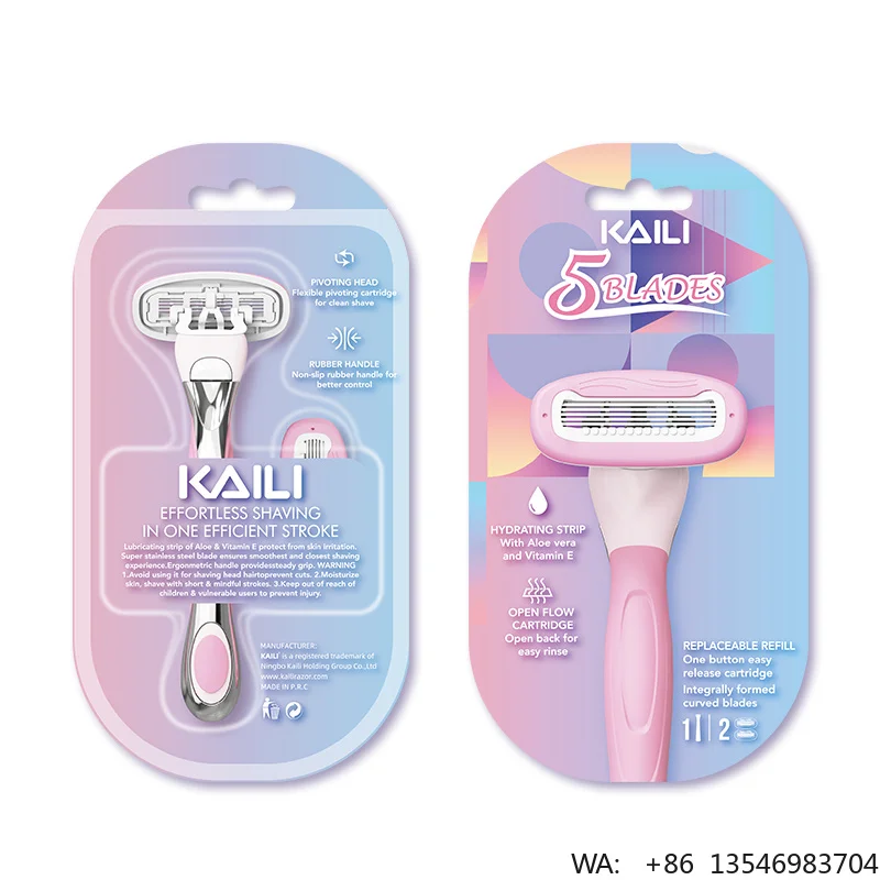 Replaceable Razor with 5 Blades Shaving Set Customized Packing for Women Shaving Razor