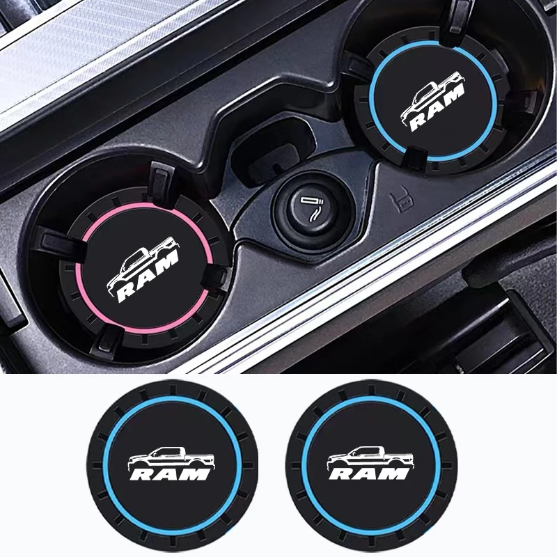 2pcs Car Water Cup Slot Protective Mat Silicone pad For Dodger RAM  Auto Non-slip mat accessories