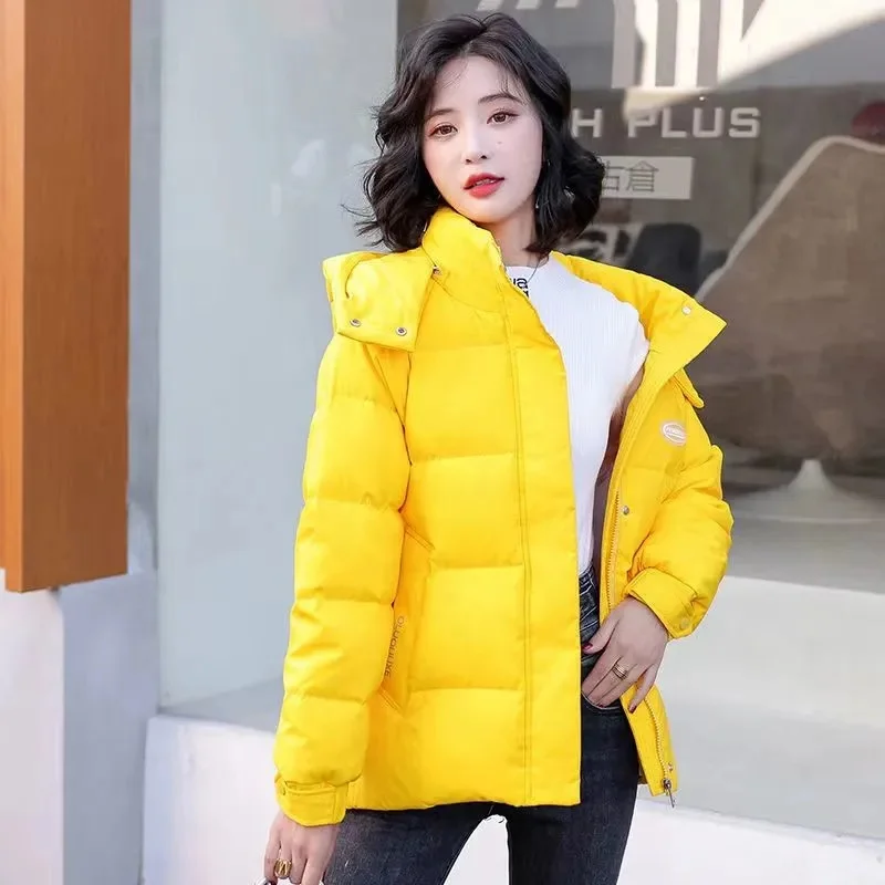 Hooded High-Grade Down Cotton-Padded Jacket Female Short New Korean Fashion Student Warm Temperament Ladies Coat Overcoat Parka