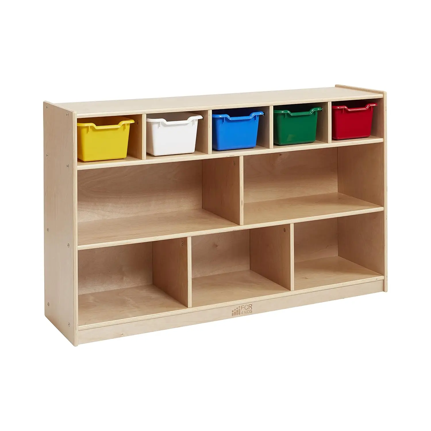 

5+5 Cubby and Storage Mobile Cabinet with 5 Scoop Front Bins, Kids Furniture, Assorted, Customized