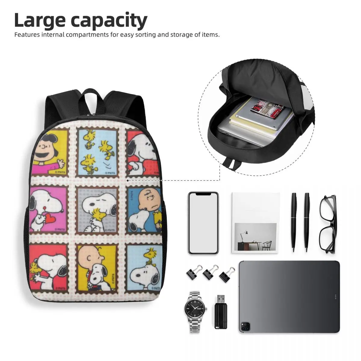 Snoopy 17-Inch Student Backpack - Comfortable and Practical Backpack for Daily Use, School, and Travel