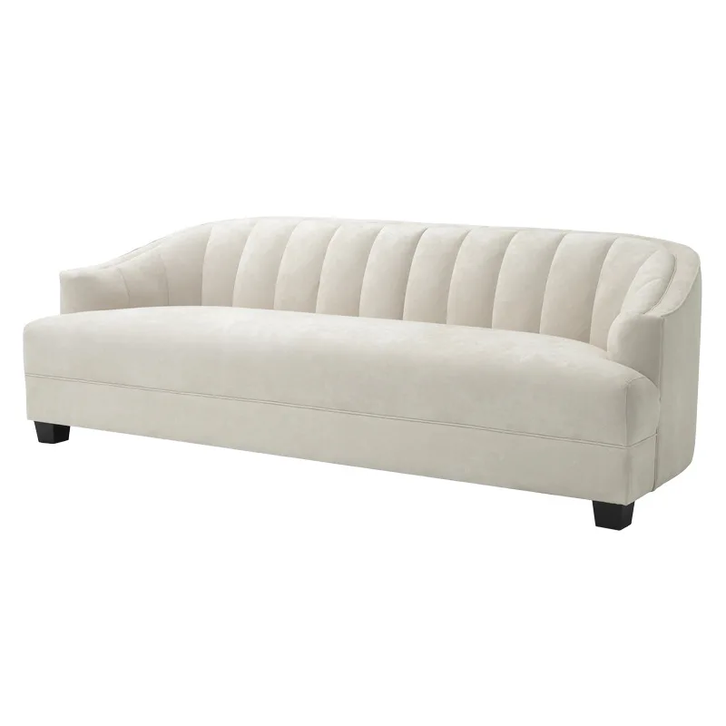 Fabric sofa, small apartment, modern simple living room, cream wind, deep high-end flannel sofa