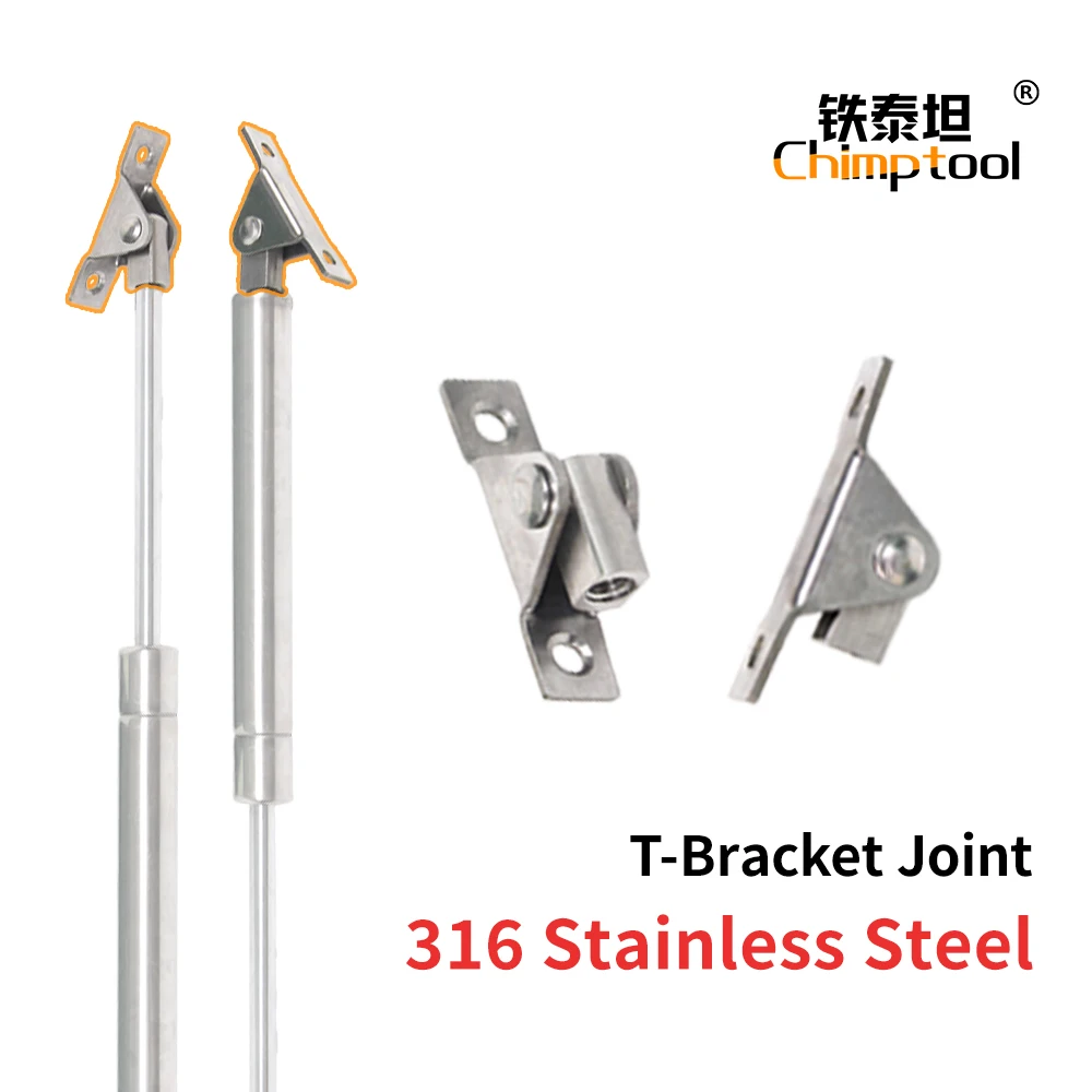 2pcs T-bracket joints 316 Stainless Steel Universal Bonnet Lift Support Gas Strut Rod End Fittings