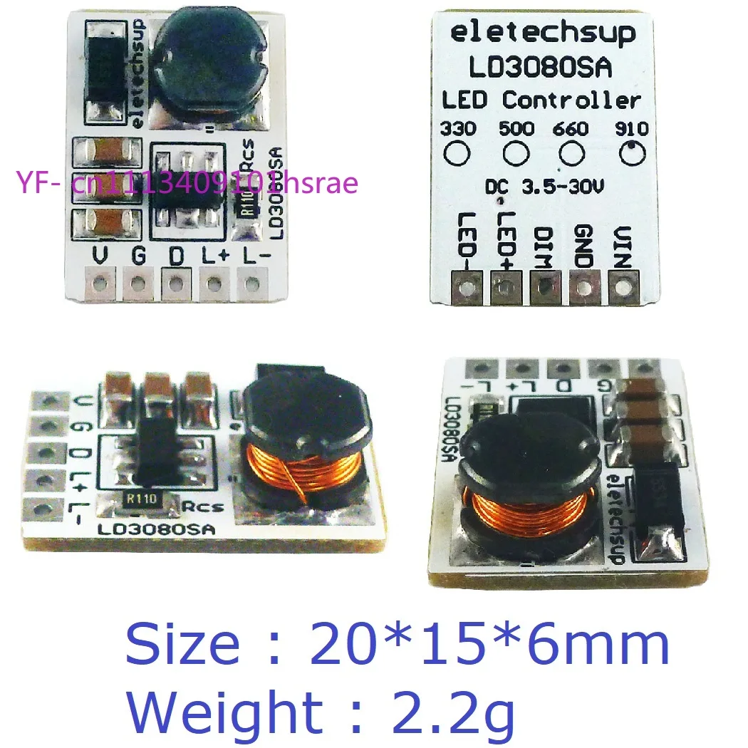 3.7-30V 20W PWM Constant Current LED Driver Module, 330~910mA for Flashlight & Emergency Light