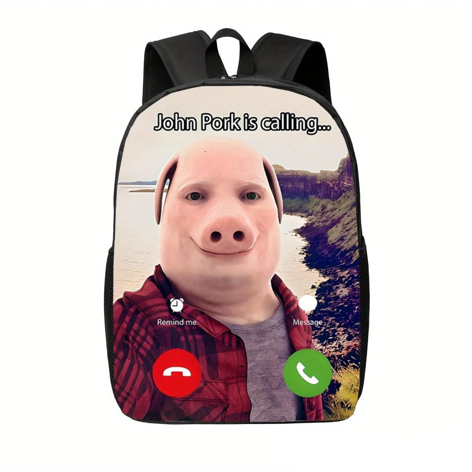 John Pork Checkered Shirt PigBackpack  for Child Light Weight Child Fashion Student Knapsack Best Gift  School Backpack