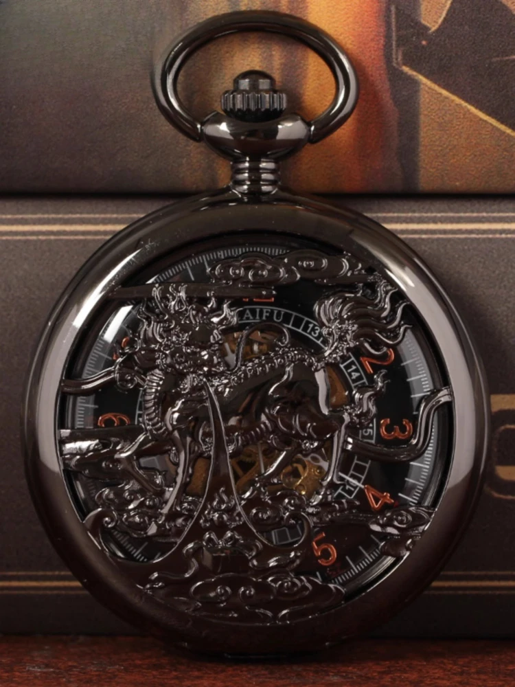 นาฬิกาพกกลอัตโนมัติเต็มรูปแบบย้อนยุคพลิกคิดถึงสร้อยคอนักเรียนกลวงจี้นาฬิกา