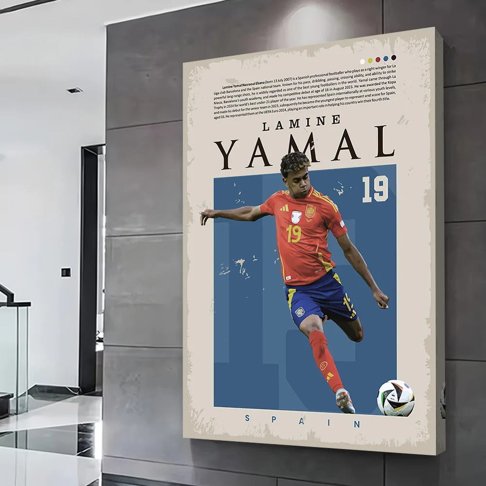 Lamine Yamal Spain Soccer Poster Customizable Printed Canvas Painting for Pictures Wall Art Living Room Decorations Wand Deko