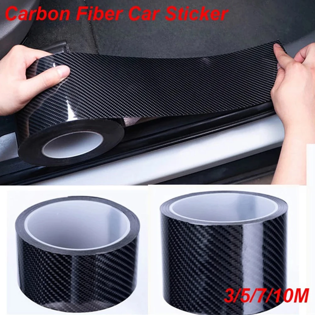 

2 Pcs 3Cm/5Cm/7Cm/10Cm Car Door Bumper Strip Door Sill Strip 5D Carbon Fiber Film Tape Sticker Protection Strip Sticker