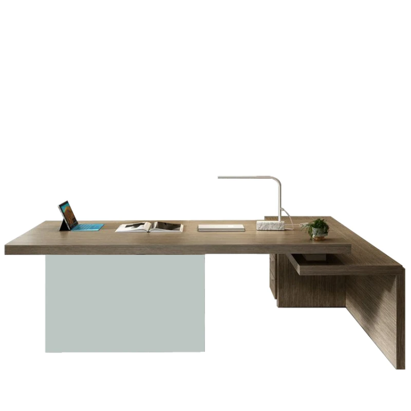 

Desk, simple model, floating boss table L-shaped desk, modern solid wood president table, large class desk corner