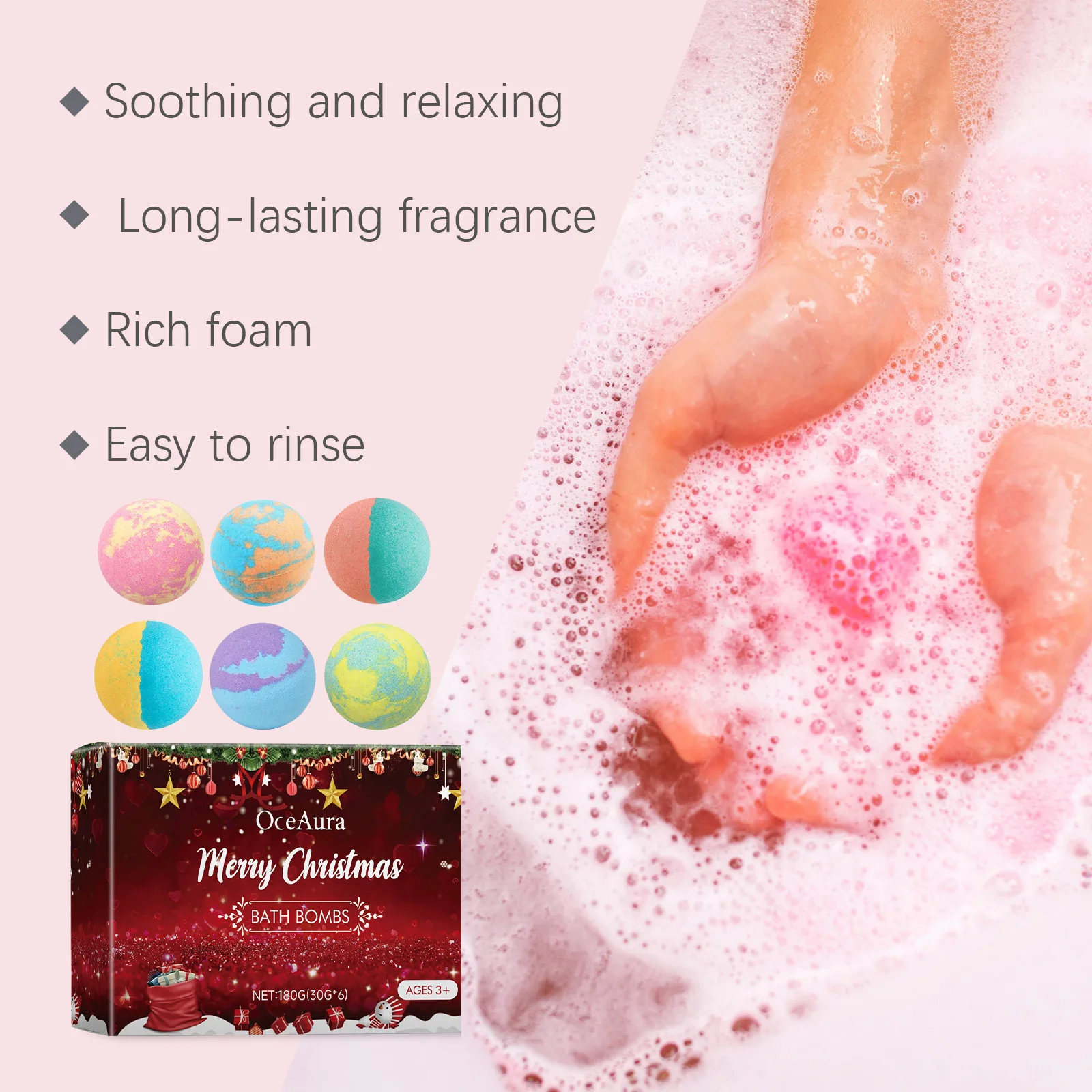 Presente de natal bombas de banho bolha chuveiro fragrância hidratação profunda limpeza de longa duração corpo relaxamento chuveiro bolas de sal