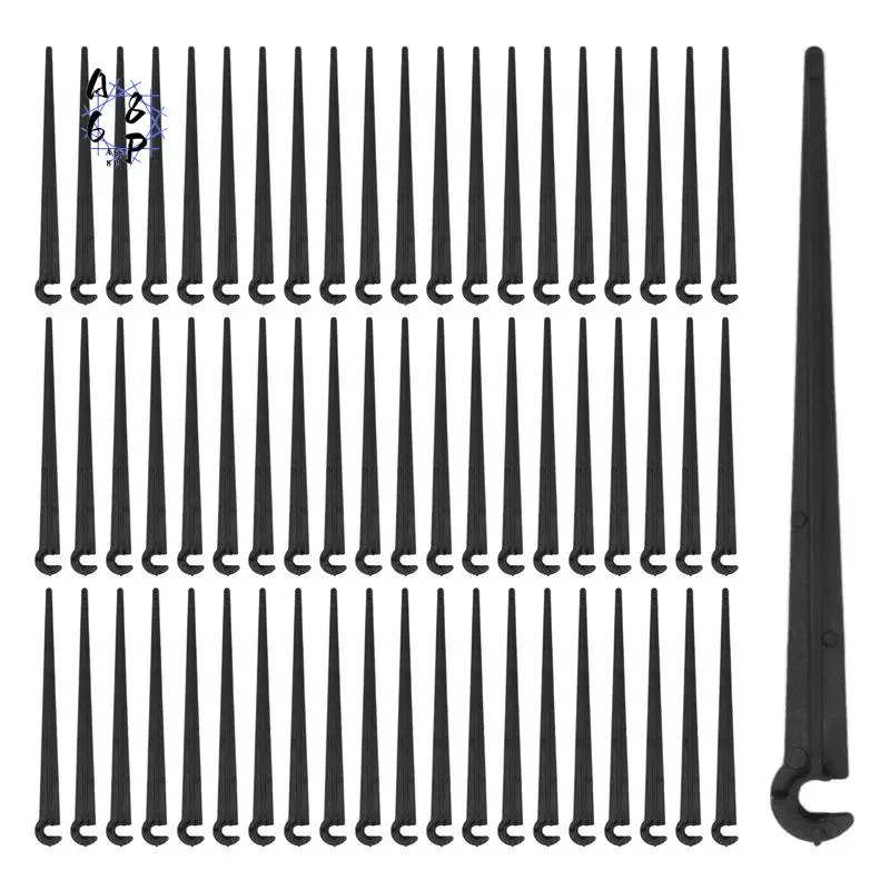 A68P-Irrigation Drip Support Stakes 1/4 Inch Tubing Hose For Vegetable Gardens Flower Beds Herbs Gardens Black 200 Pack