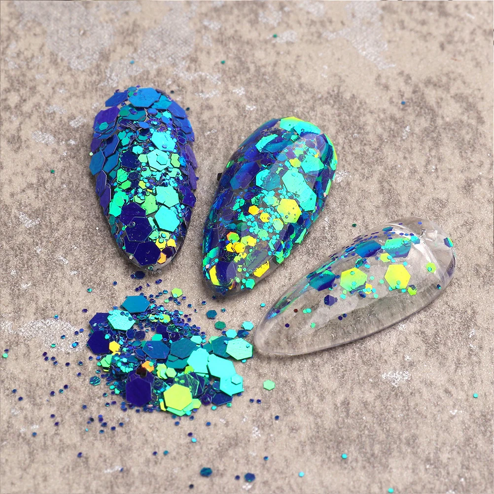 

1 Box Chameleon Laser Shimmer Sequin Nail Art for Halloween Birthday Party Daily Use DIY Manicure Decor Sparkling
