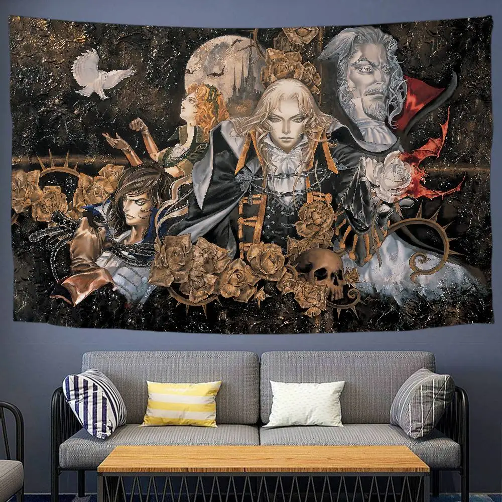 Castlevania-tapiz bohemio colgante de dibujos animados, decoración de pared de Buda indio, brujería, Hippie bohemio, colgante de pared Hippie barato