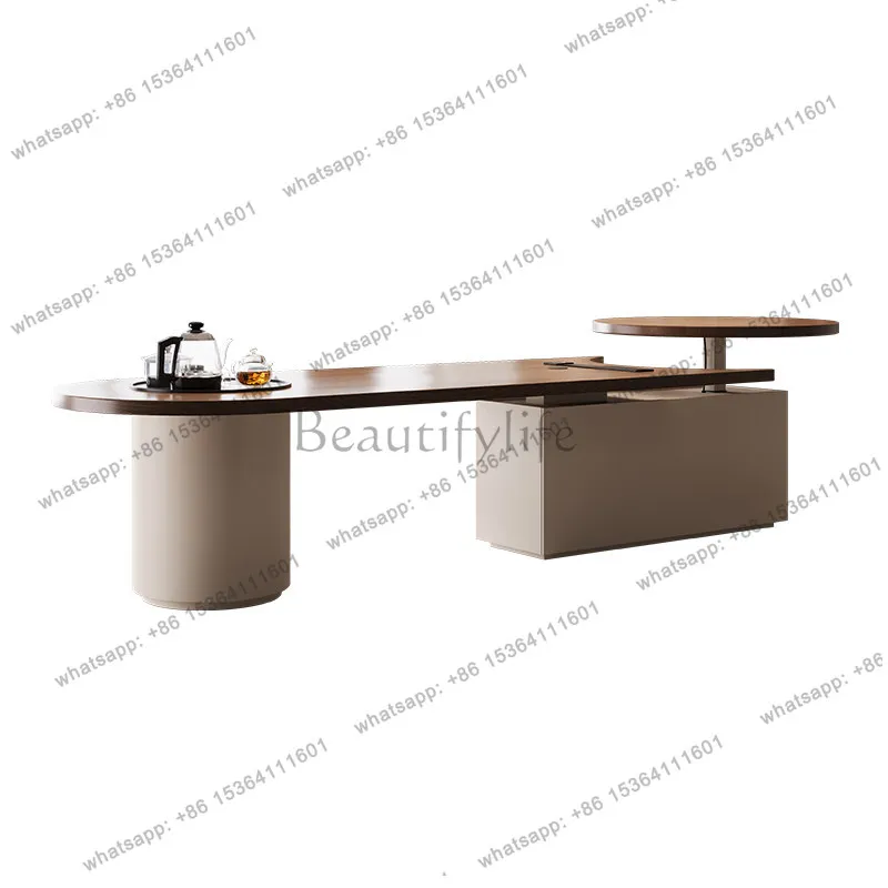 Simple Solid Wood Oval Lifting Office Conference Table Horizontal Large Board Light Luxury