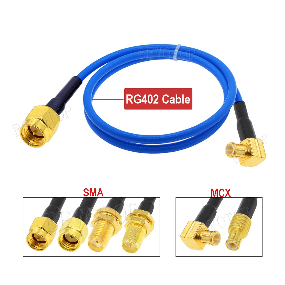 1PCS SMA to MCX RG402 Cable RP-SMA/ SMA Female to MCX Male Straight/ Right Angle 90° Plug High Frequency RG-402 086 Jumper