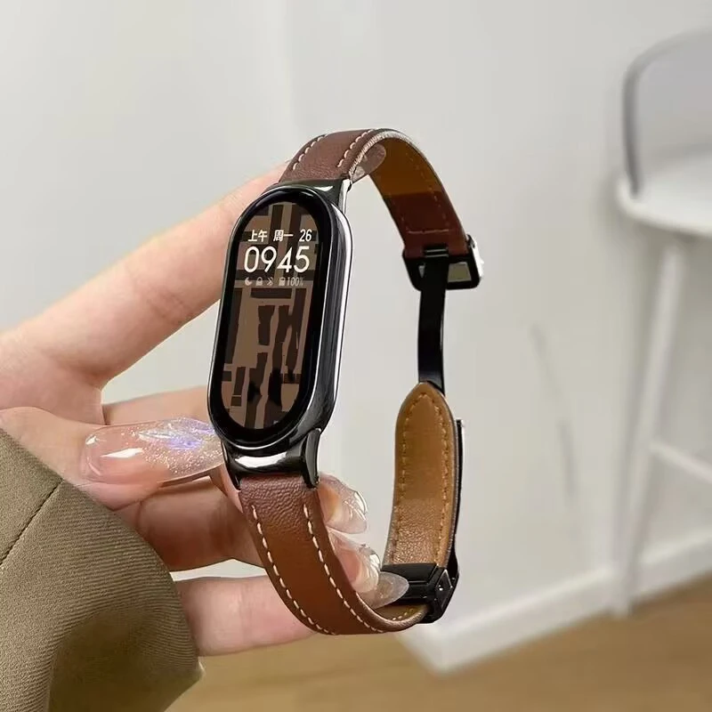 حزام ساعة اليد لشاومي الذكية الفرقة 10 9 8 الجلود المغناطيسي مشبك حزام الساعات حلقة حزام ل Xiaomi MiBand 9 8 استبدال سوار